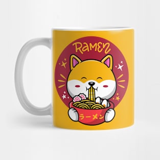 Cute Corgi Eating Ramen Noodles - Kawaii Style Mug